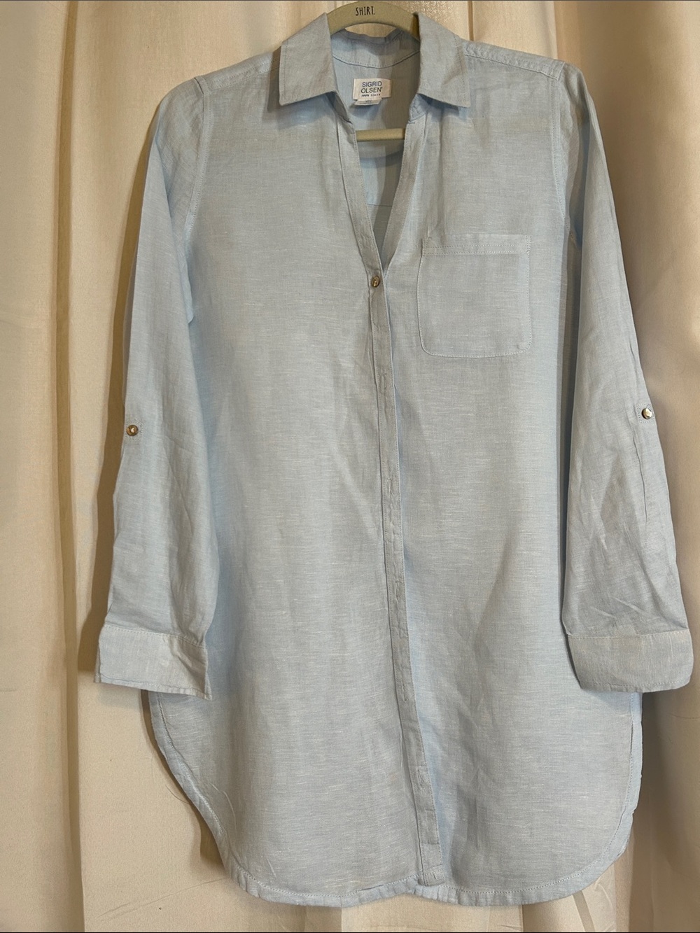 Sigrid Olsen Pale Blue 100% Linen Oversized Tunic